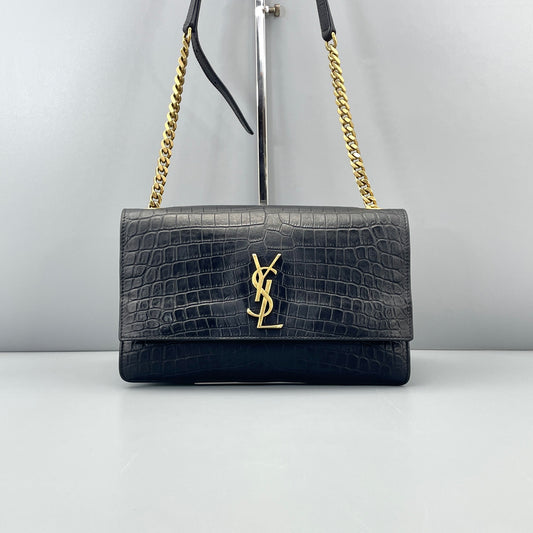 Saint Laurent - Kate - Crocodile-embossed leather - Black - (Medium)
