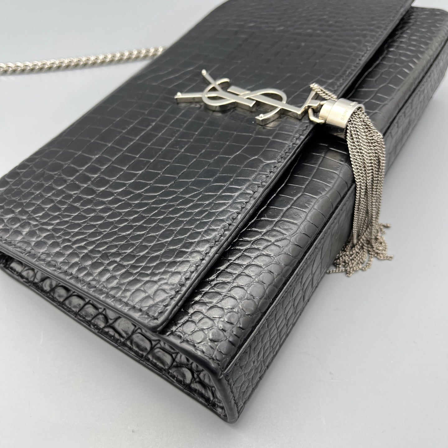 Saint Laurent - Kate - Crocodile-embossed leather - Black - (medium)