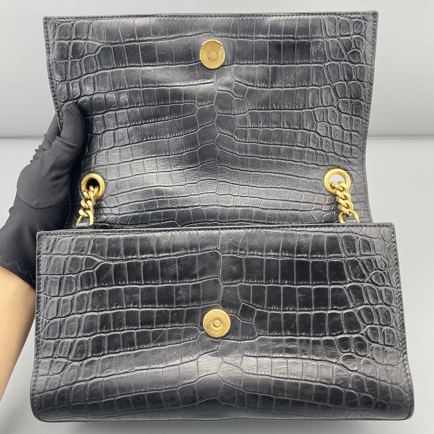 Saint Laurent - Kate - Crocodile-embossed leather - Black - (Medium)