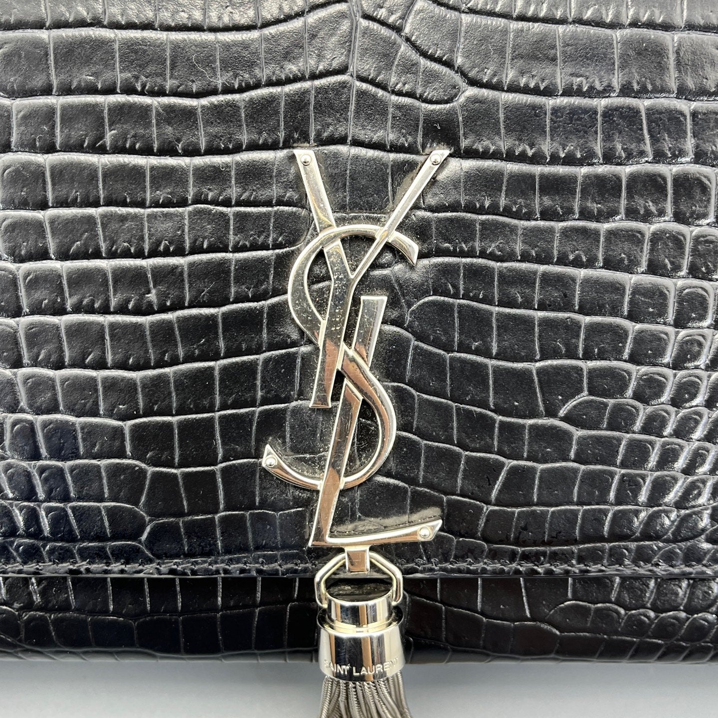 Saint Laurent - Kate - Crocodile-embossed leather - Black - (medium)