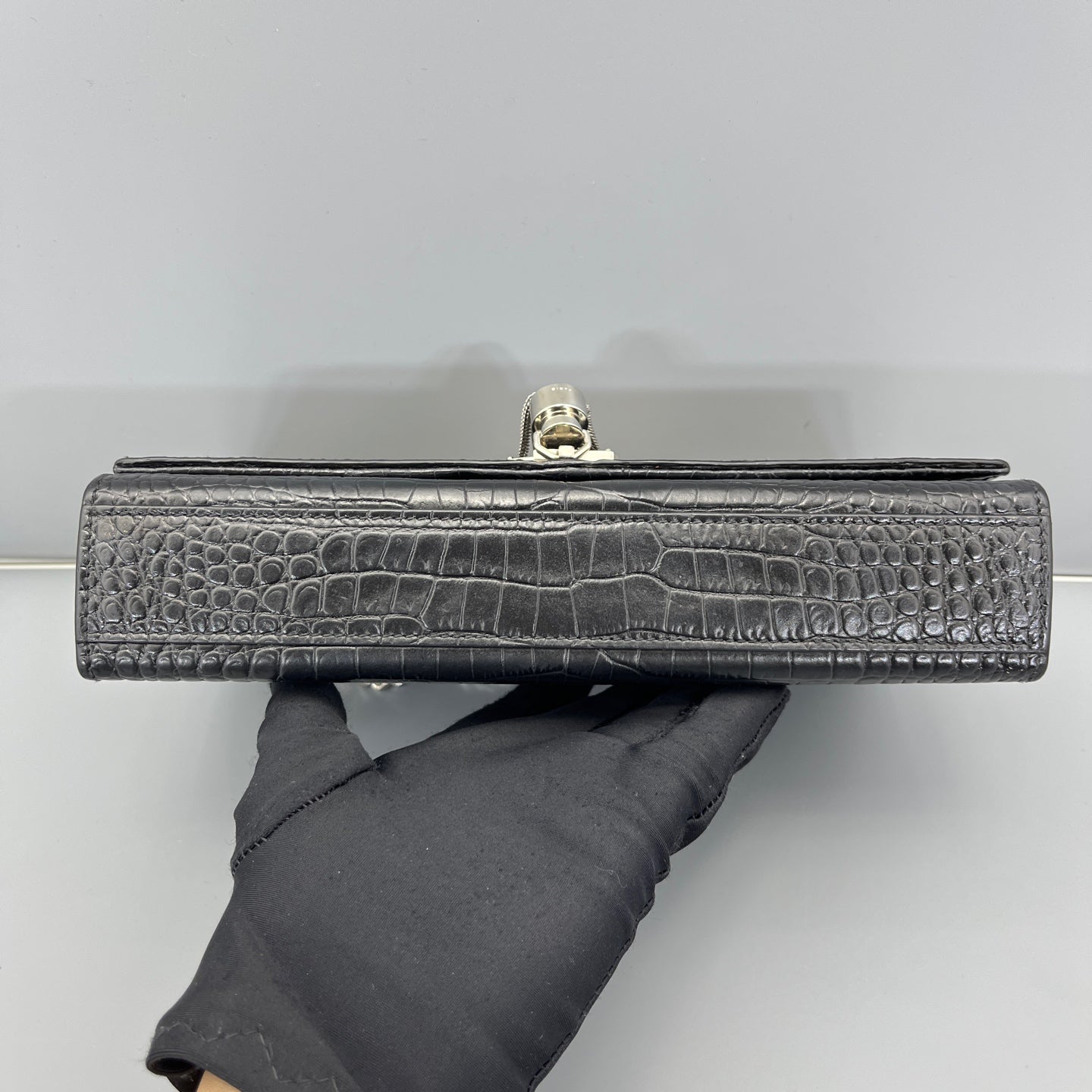 Saint Laurent - Kate - Crocodile-embossed leather - Black - (medium)