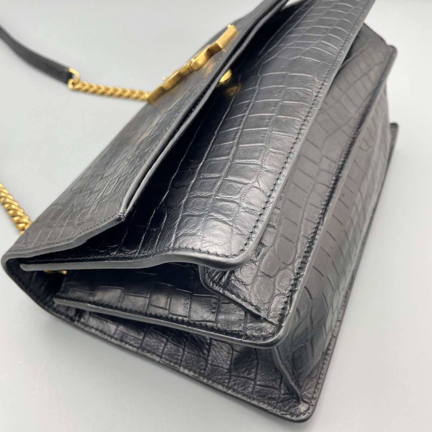 Saint Laurent - Kate - Crocodile-embossed leather - Black - (Medium)