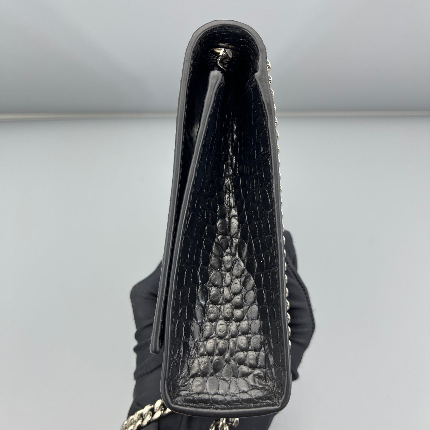 Saint Laurent - Kate - Crocodile-embossed leather - Black - (medium)