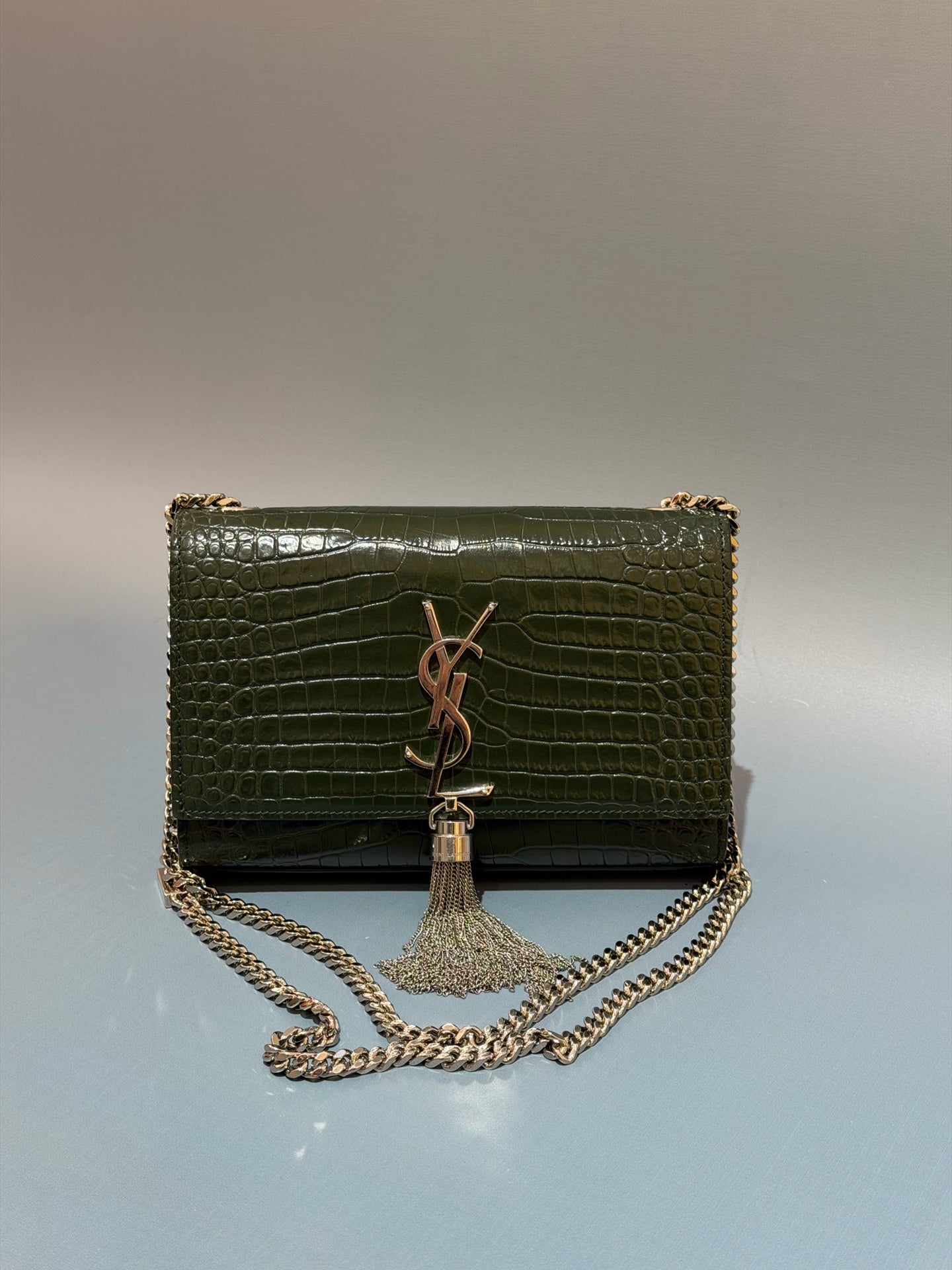 Saint Laurent - Kate - Crocodile embossed leather - Dark Green - (mini)