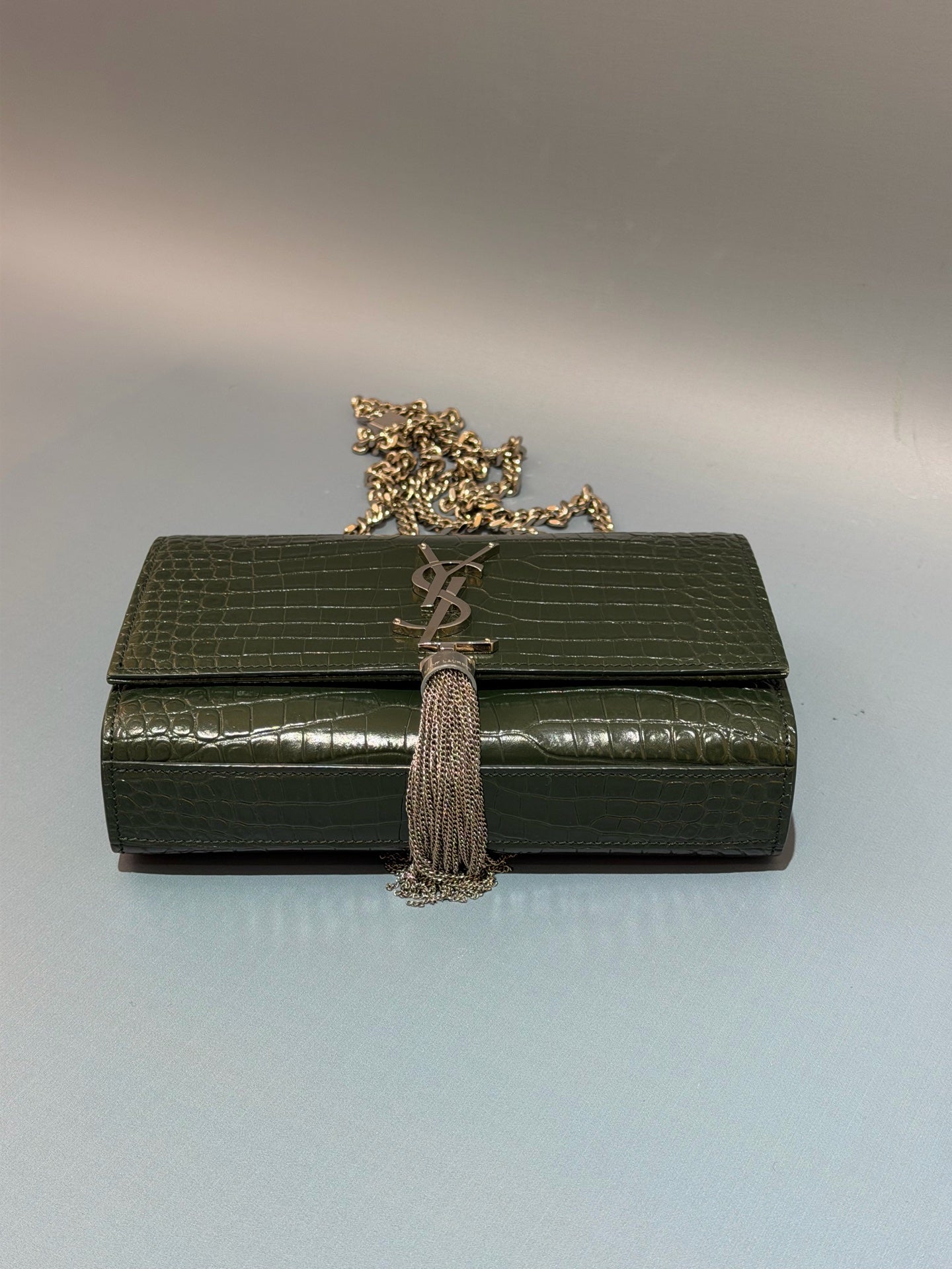 Saint Laurent - Kate - Crocodile embossed leather - Dark Green - (mini)