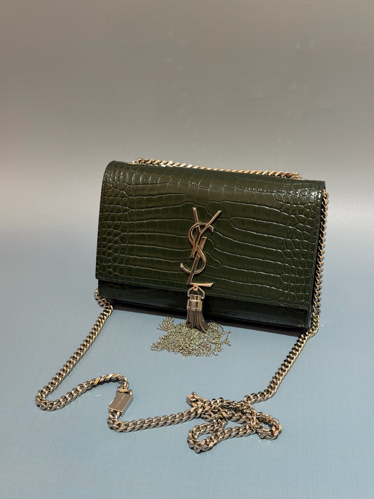 Saint Laurent - Kate - Crocodile embossed leather - Dark Green - (mini)