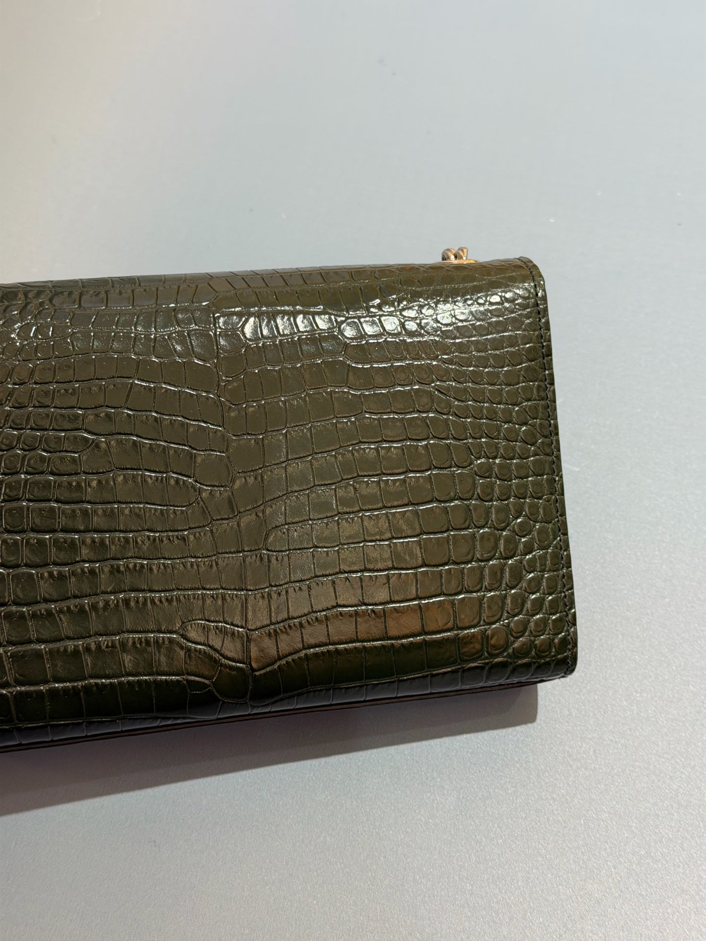 Saint Laurent - Kate - Crocodile embossed leather - Dark Green - (mini)