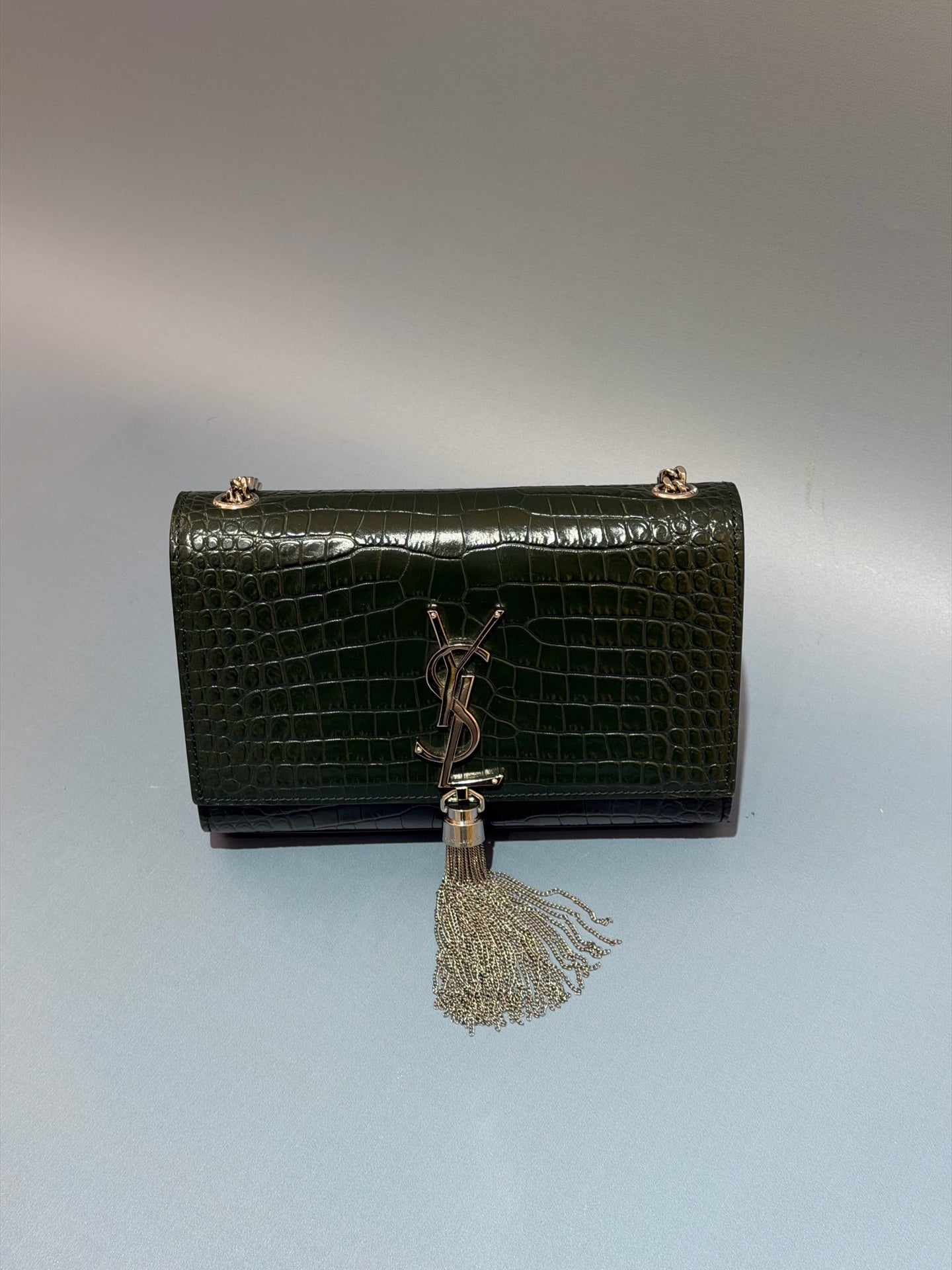 Saint Laurent - Kate - Crocodile embossed leather - Dark Green - (mini)