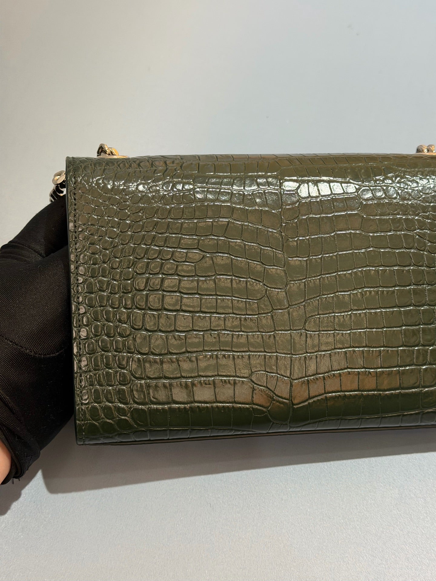 Saint Laurent - Kate - Crocodile embossed leather - Dark Green - (mini)