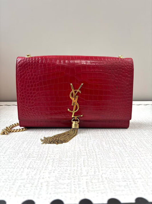 Saint Laurent - Kate - Embossed calfskin leather - Red - (Regular)