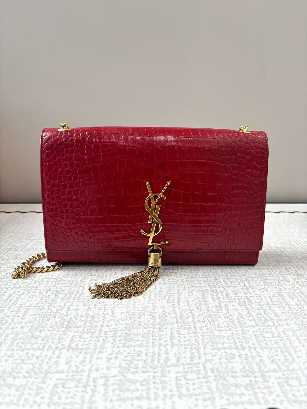 Saint Laurent - Kate - Embossed calfskin leather - Red - (Regular)