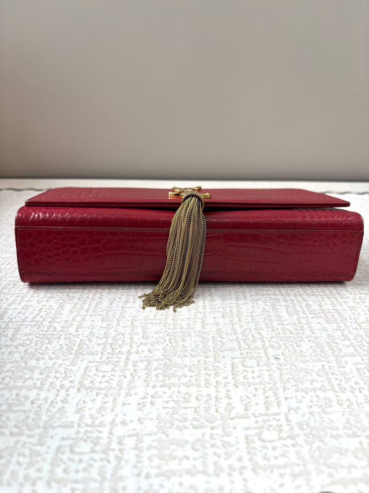 Saint Laurent - Kate - Embossed calfskin leather - Red - (Regular)
