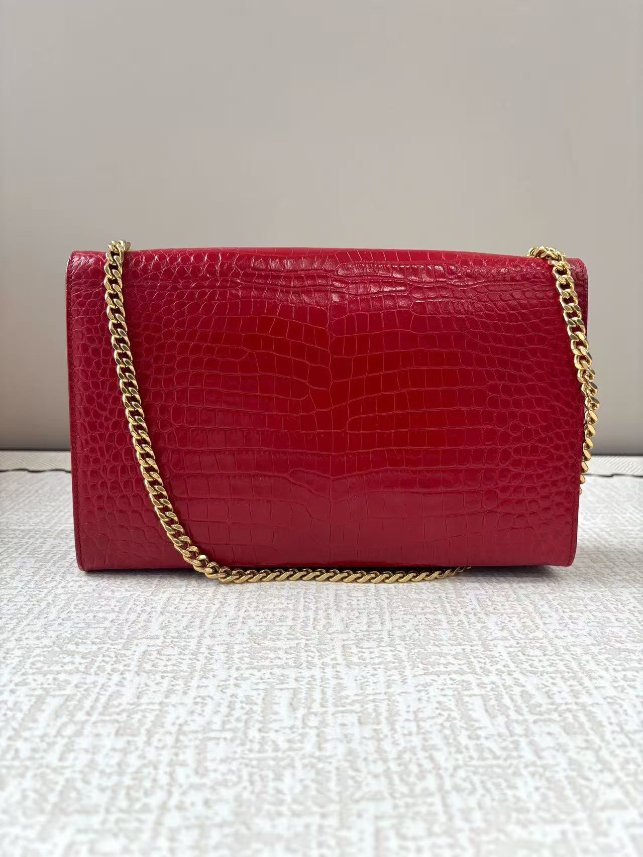 Saint Laurent - Kate - Embossed calfskin leather - Red - (Regular)