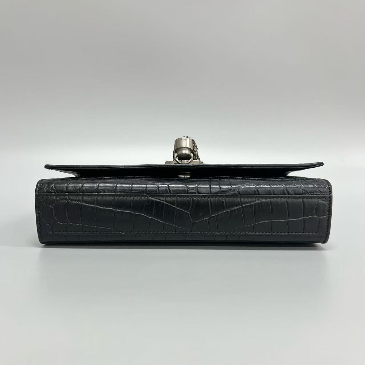 Saint Laurent - Kate - Embossed cowhide leather - Black with Silver-Tone Hardware - (medium)