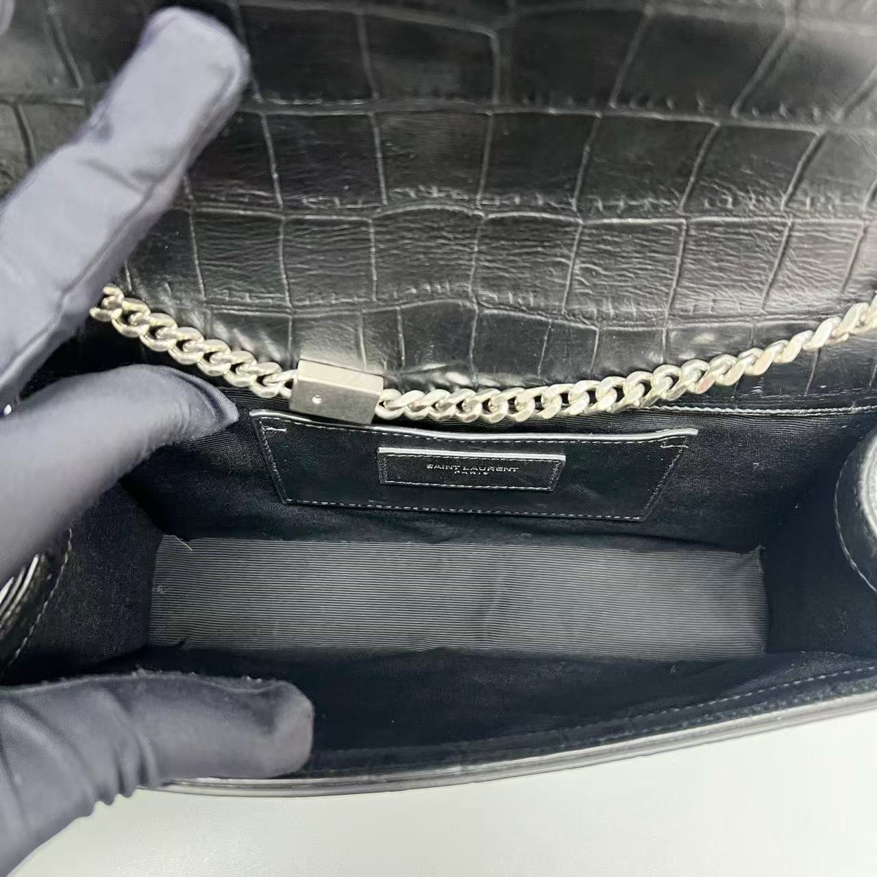 Saint Laurent - Kate - Embossed cowhide leather - Black with Silver-Tone Hardware - (medium)