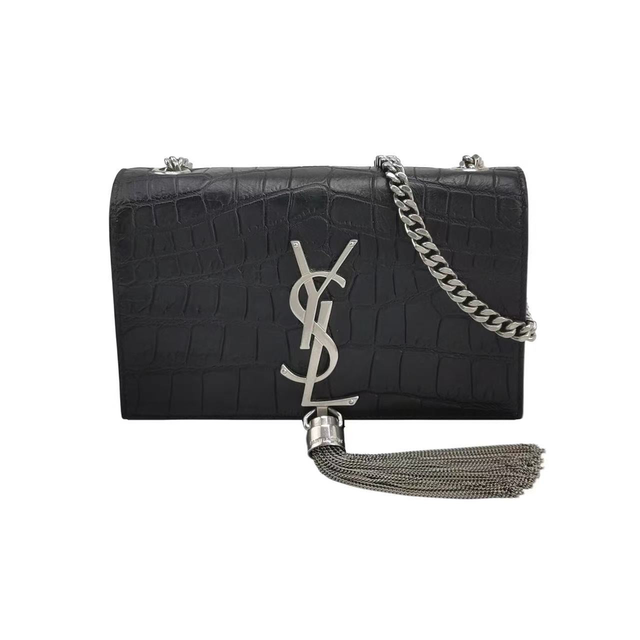 Saint Laurent - Kate - Embossed cowhide leather - Black with Silver-Tone Hardware - (mini)