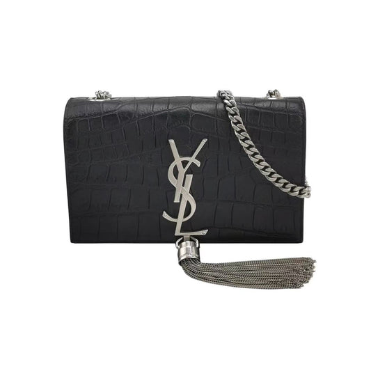 Saint Laurent - Kate - Embossed cowhide leather - Black with Silver-Tone Hardware - (mini)