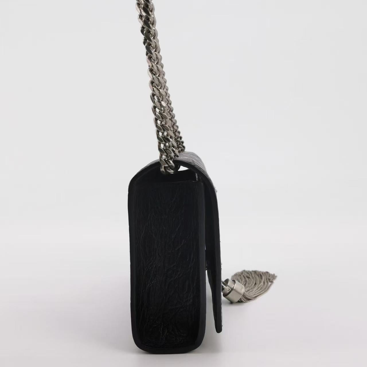 Saint Laurent - Kate - Embossed cowhide leather - Black with Silver-Tone Hardware - (mini)