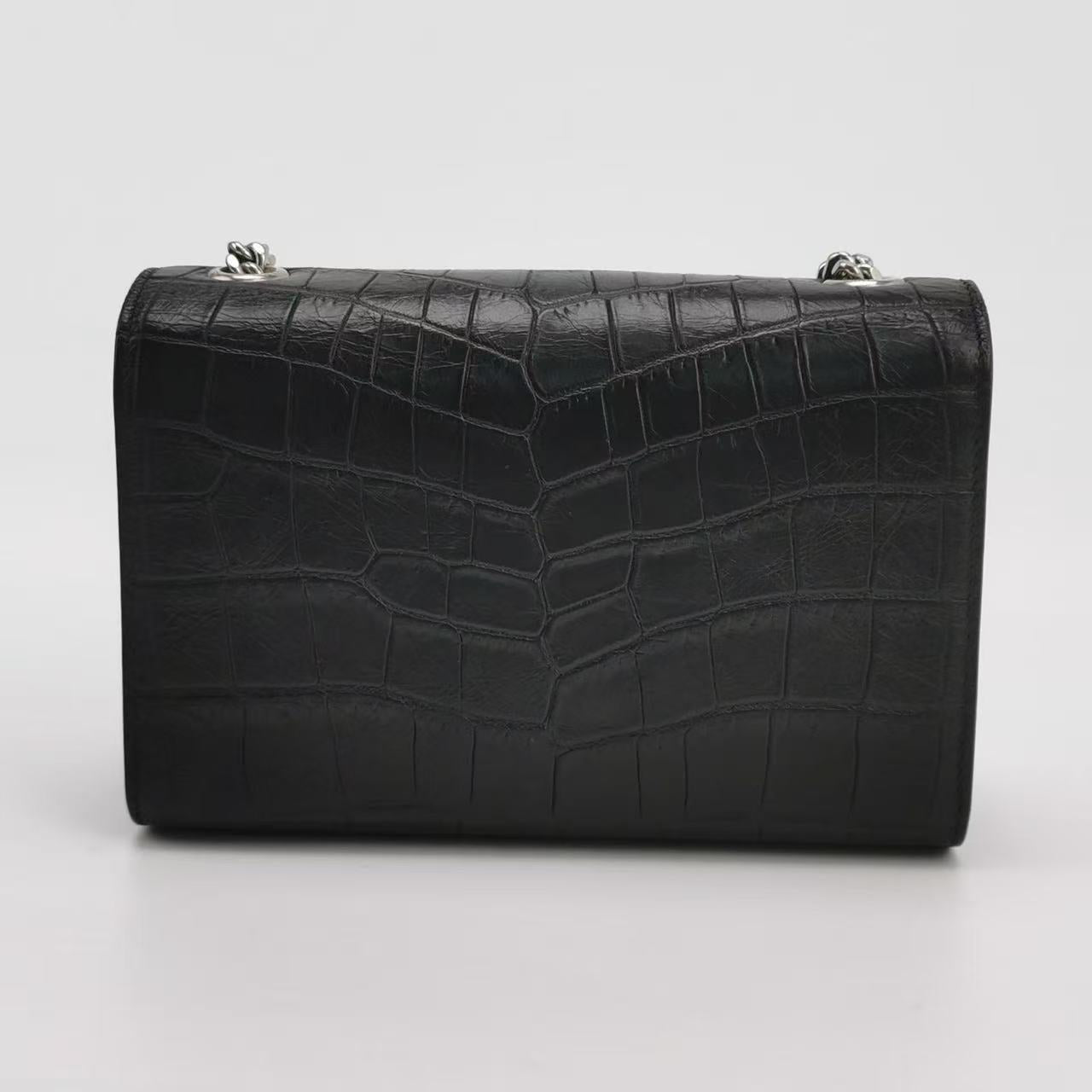Saint Laurent - Kate - Embossed cowhide leather - Black with Silver-Tone Hardware - (mini)