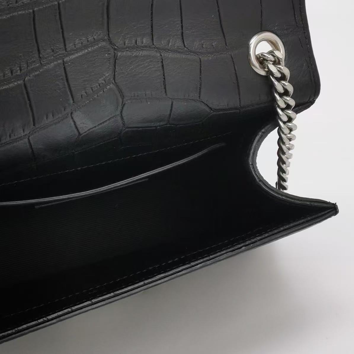 Saint Laurent - Kate - Embossed cowhide leather - Black with Silver-Tone Hardware - (mini)