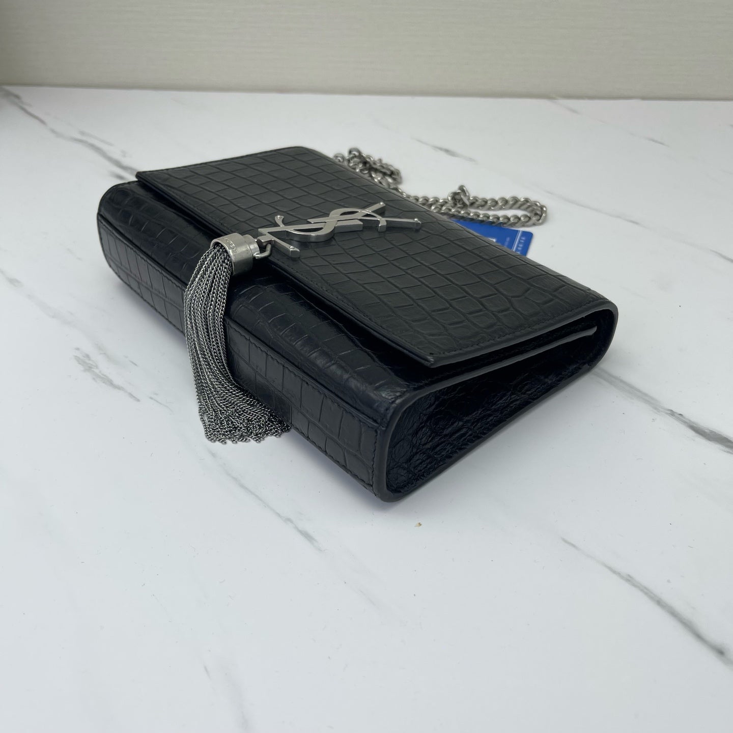 Saint Laurent - Kate - Embossed cowhide leather - Black with Silver-Tone Hardware - (small)