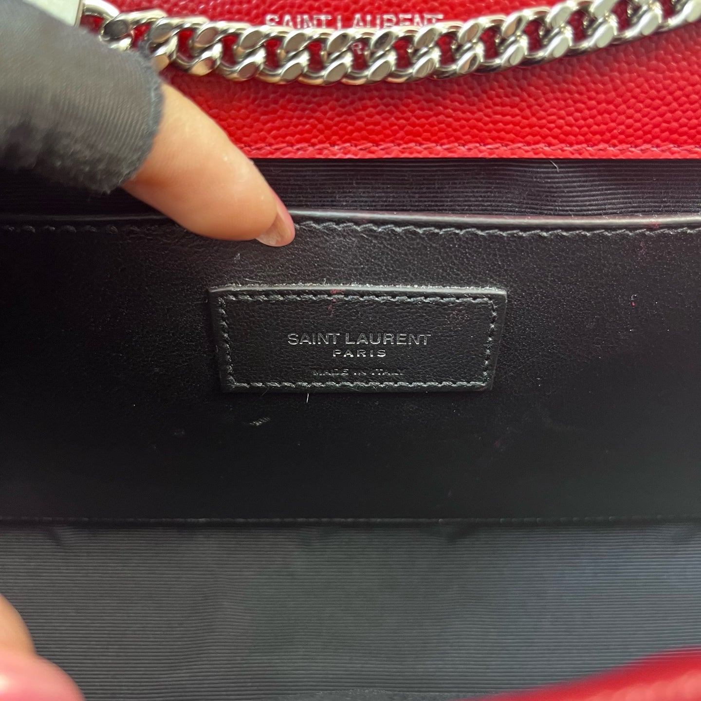 Saint Laurent - Kate - Grained calfskin leather - Red with Silver-Tone Hardware - (small)