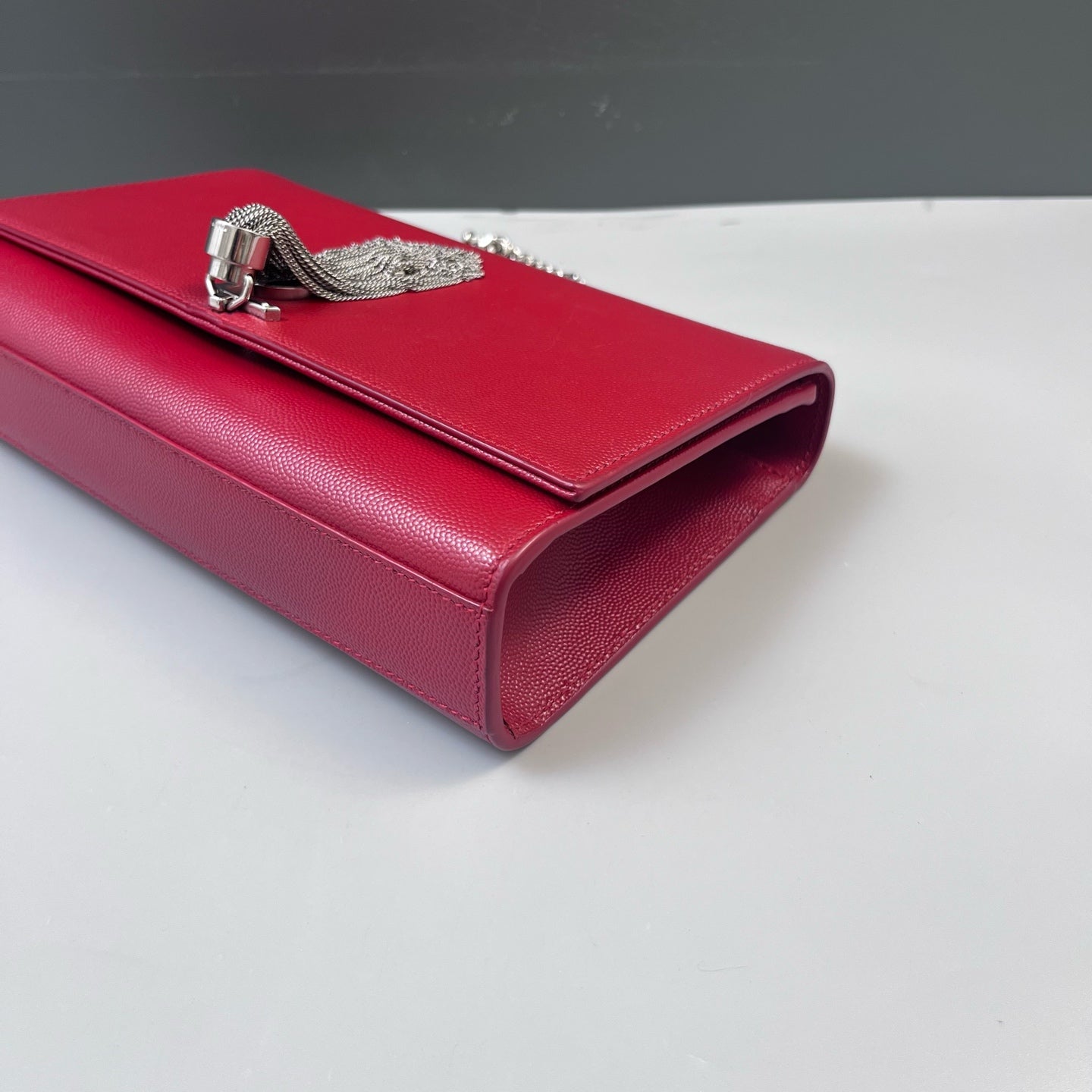 Saint Laurent - Kate - Grained calfskin leather - Red with Silver-Tone Hardware - (small)
