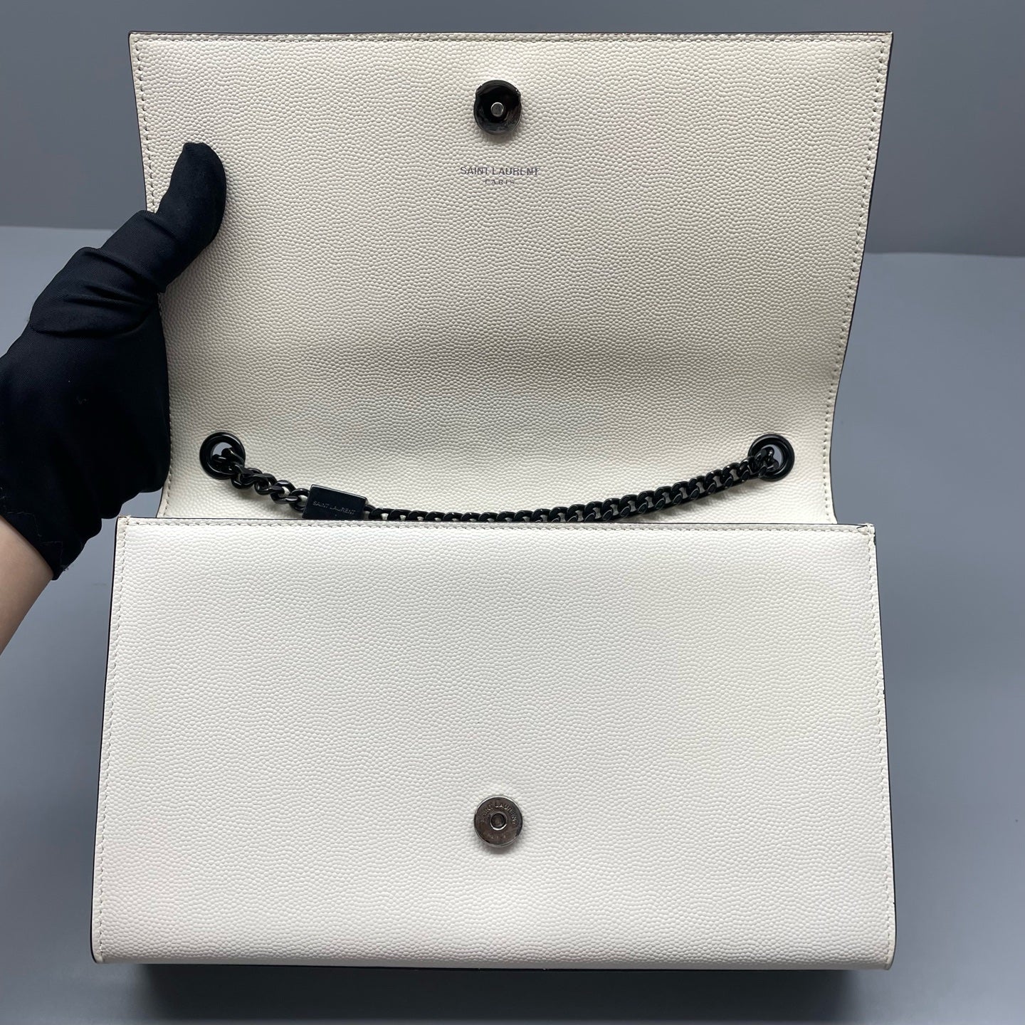 Saint Laurent - Kate - Grained leather - Off-White - (Medium)