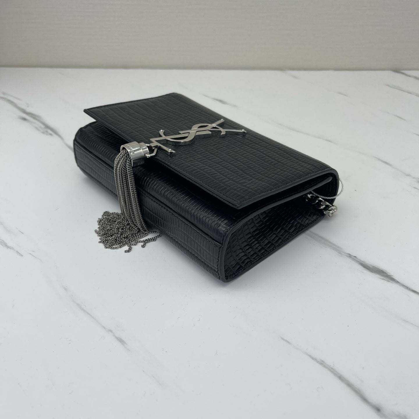 Saint Laurent - Kate - Lizard embossed cowhide leather - Black with silver-tone hardware - (Small)