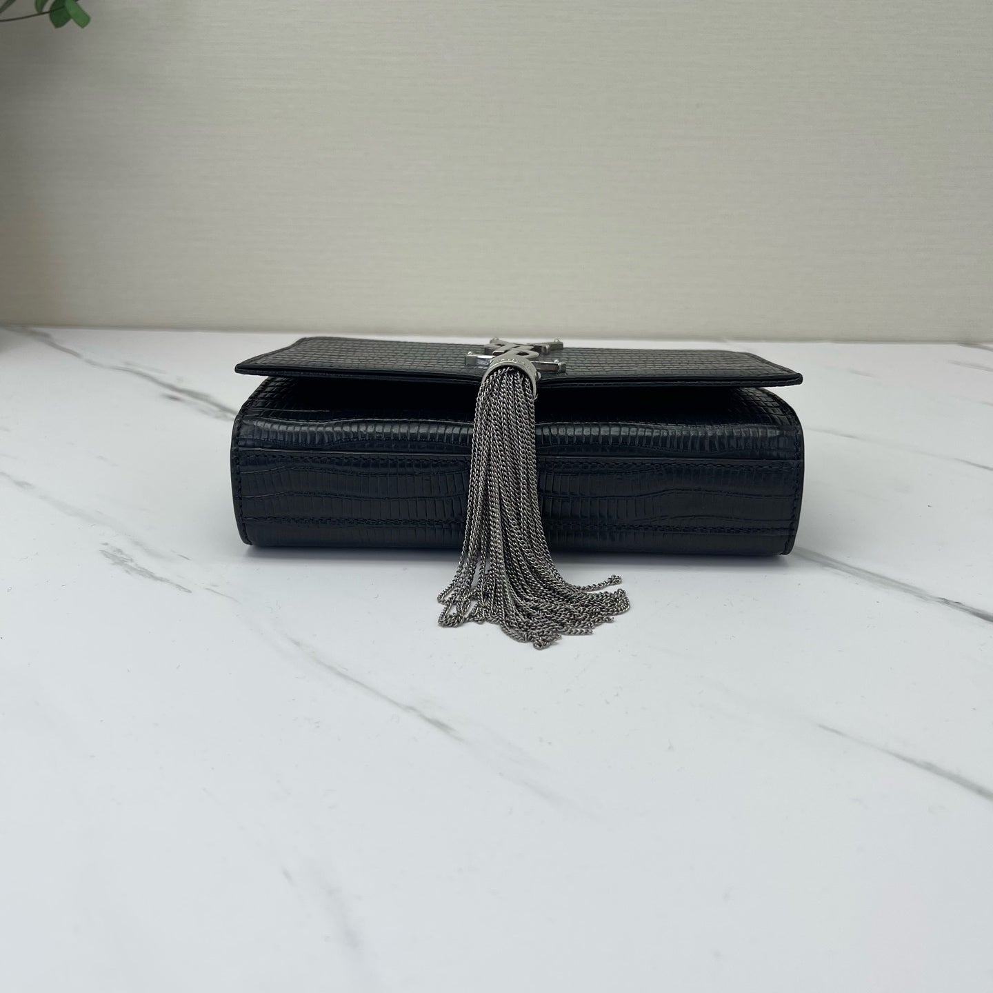 Saint Laurent - Kate - Lizard embossed cowhide leather - Black with silver-tone hardware - (Small)