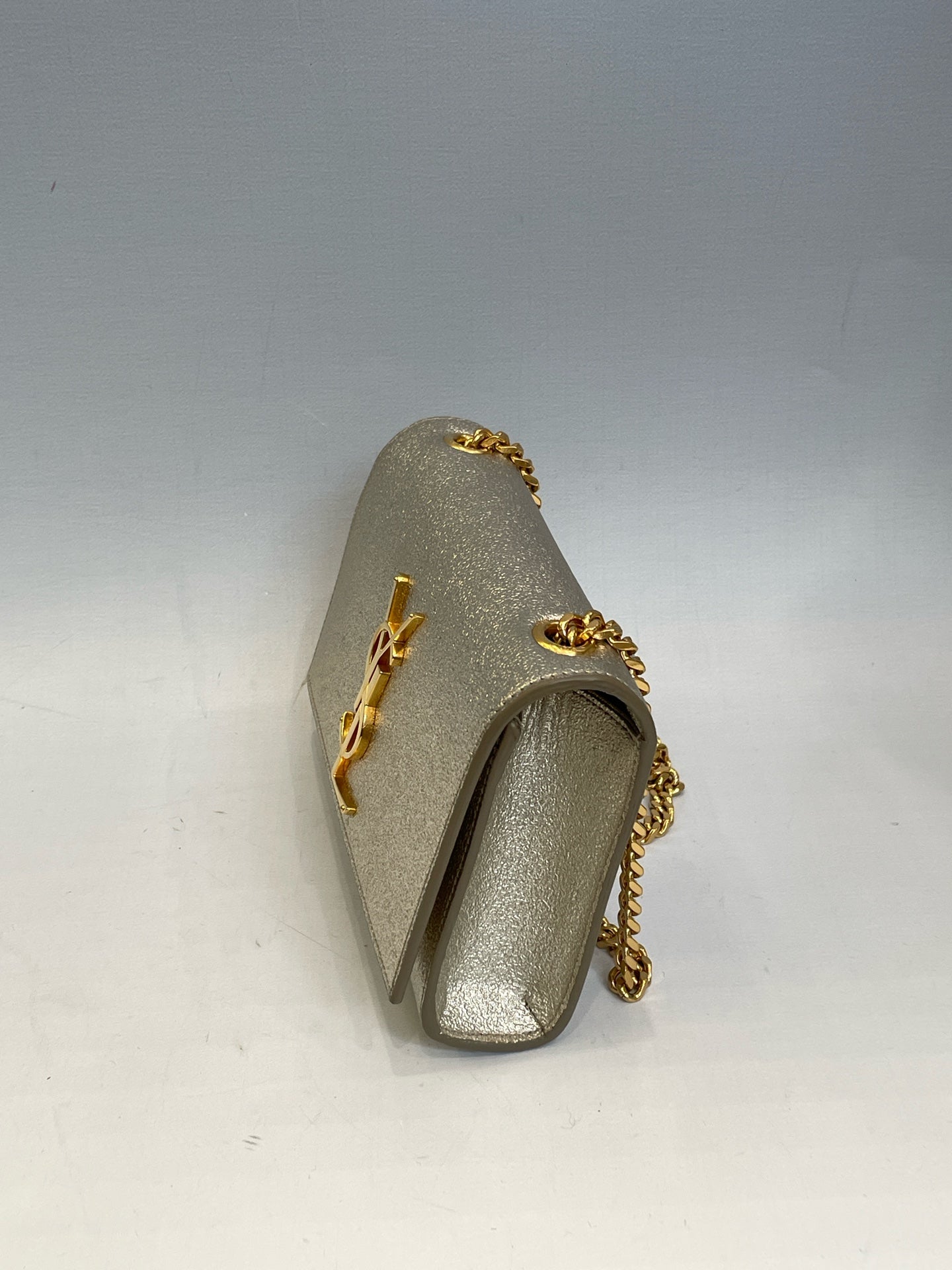Saint Laurent - Kate - Metallic leather - Silver with Gold-Tone Hardware - (mini)
