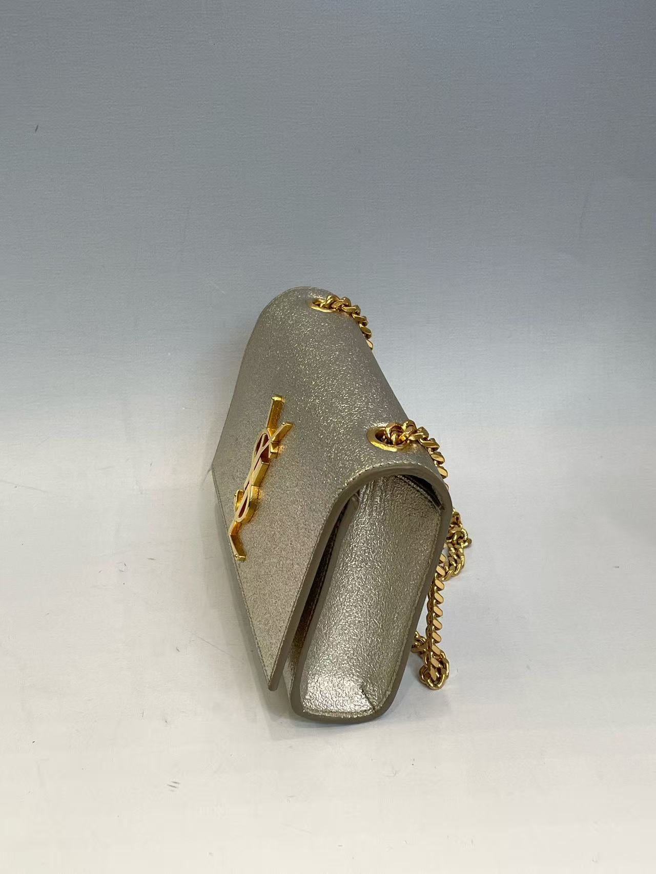 Saint Laurent - Kate - Metallic textured leather - Gold - (mini)