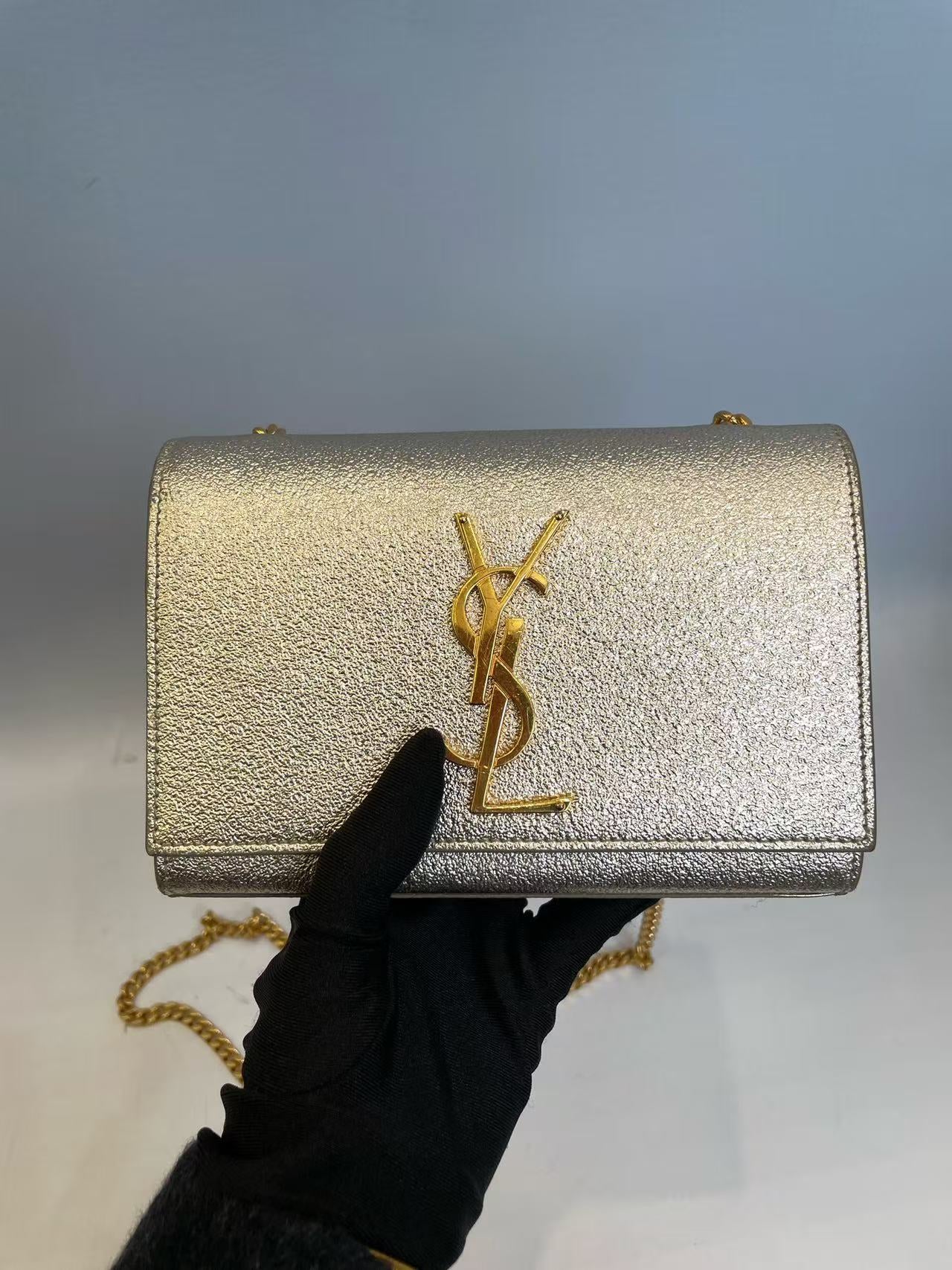 Saint Laurent - Kate - Metallic textured leather - Gold - (mini)