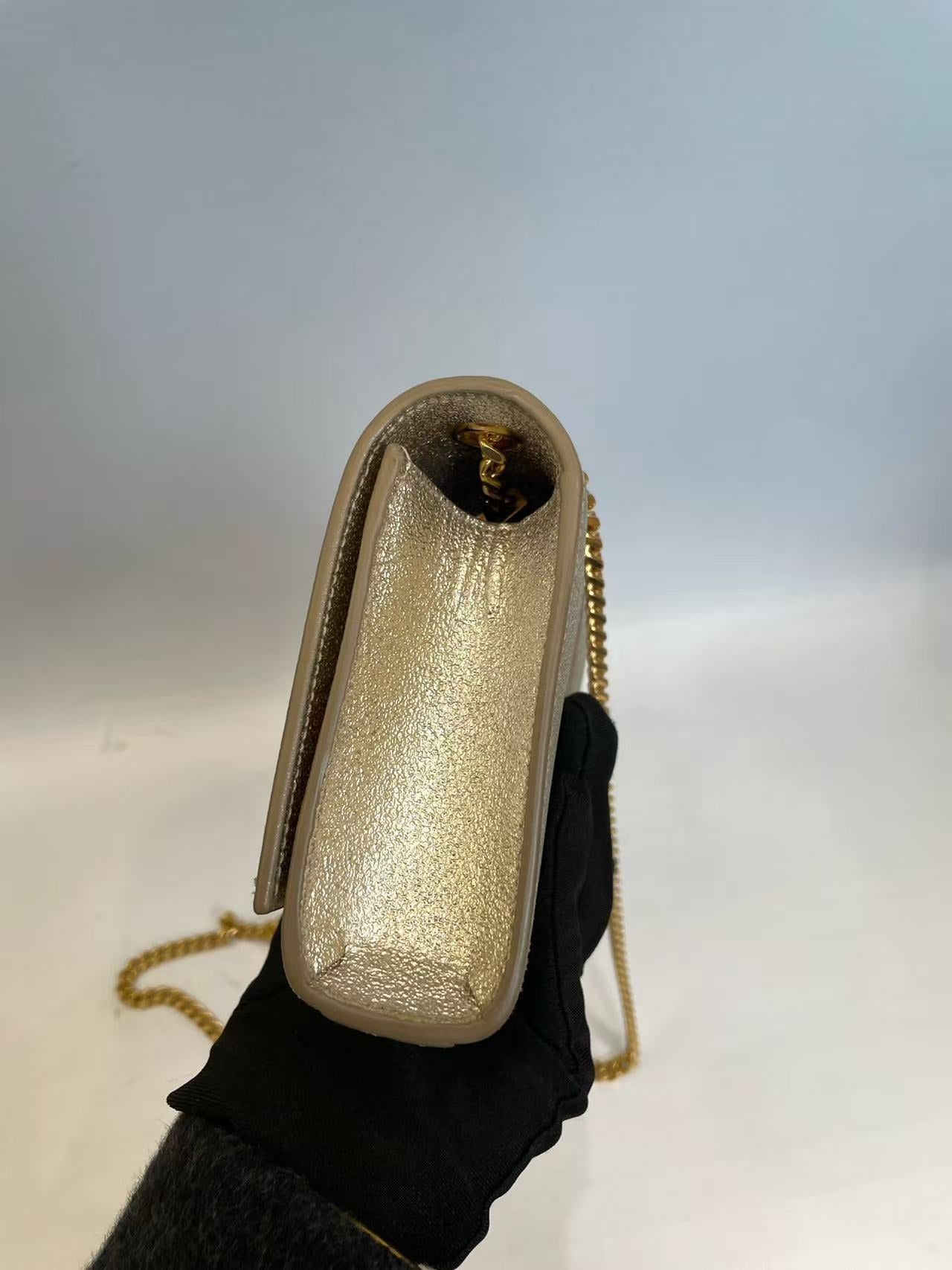 Saint Laurent - Kate - Metallic textured leather - Gold - (mini)