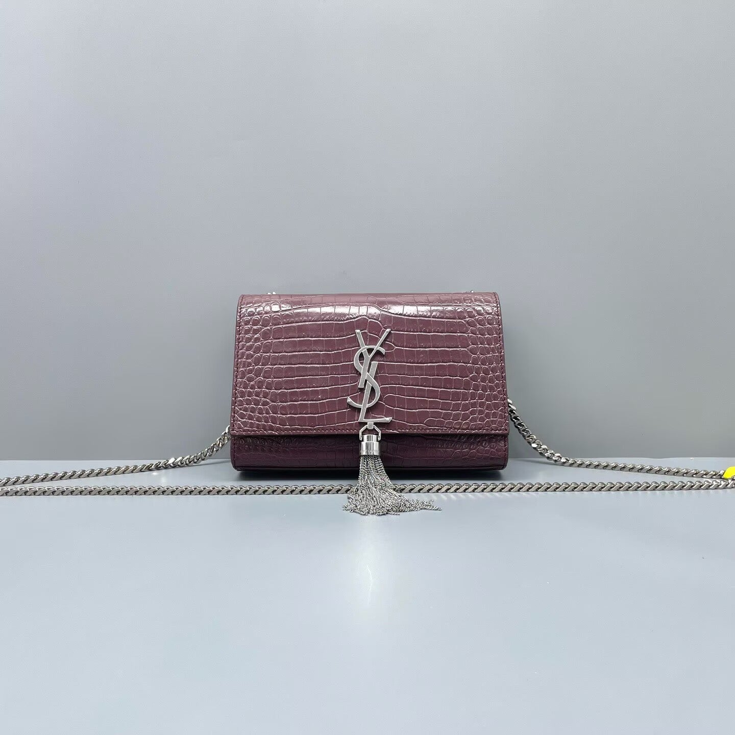 Saint Laurent - Kate Small - Crocodile embossed leather - Burgundy - (Small)