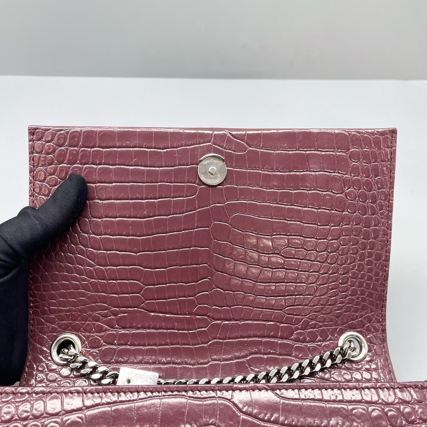 Saint Laurent - Kate Small - Crocodile embossed leather - Burgundy - (Small)