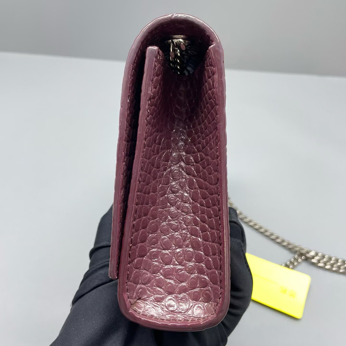 Saint Laurent - Kate Small - Crocodile embossed leather - Burgundy - (Small)