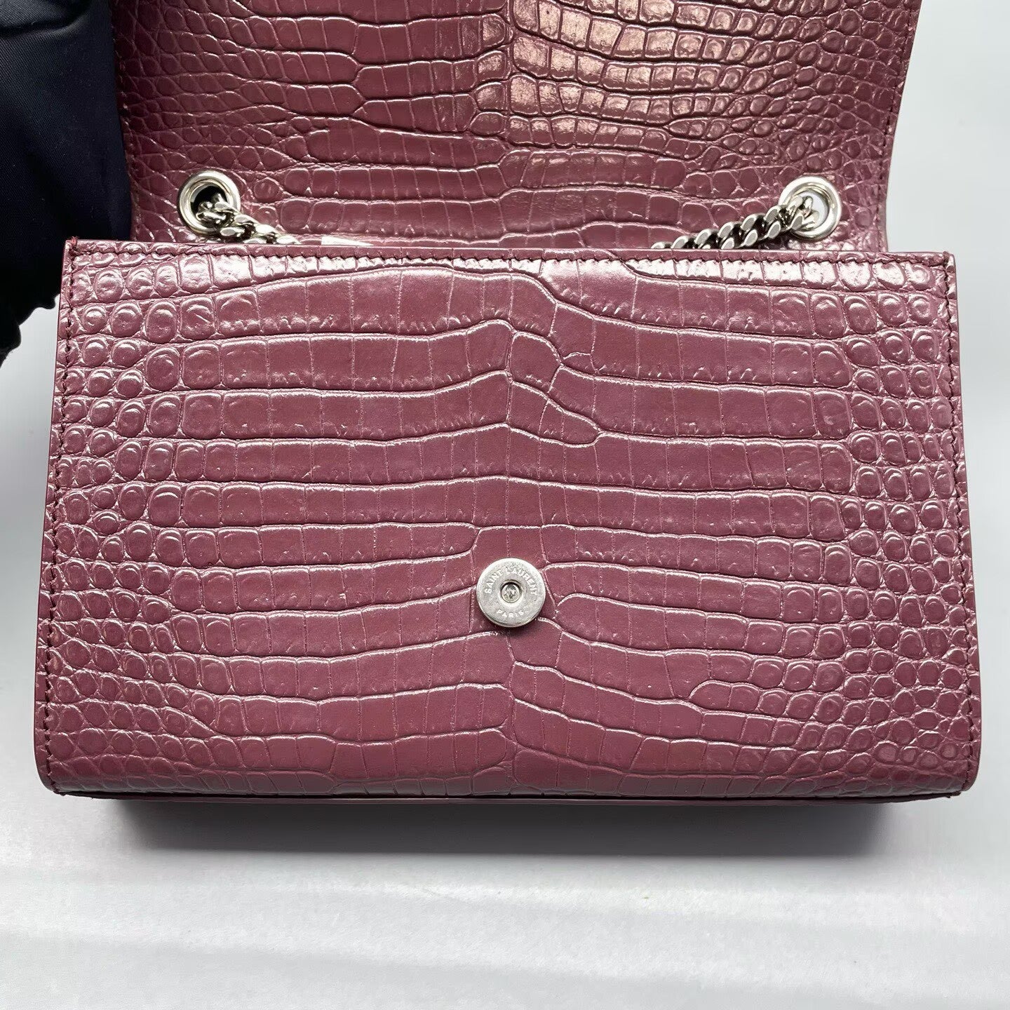 Saint Laurent - Kate Small - Crocodile embossed leather - Burgundy - (Small)