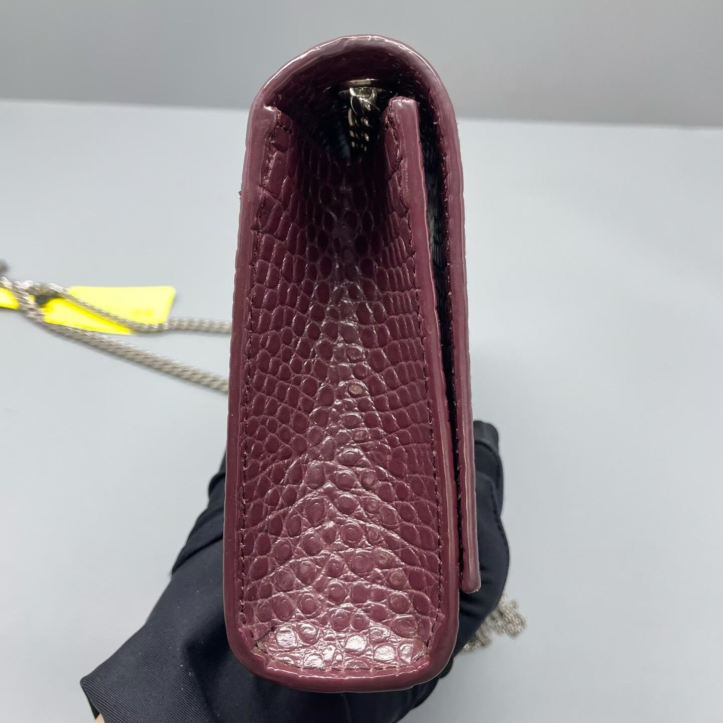 Saint Laurent - Kate Small - Crocodile embossed leather - Burgundy - (Small)