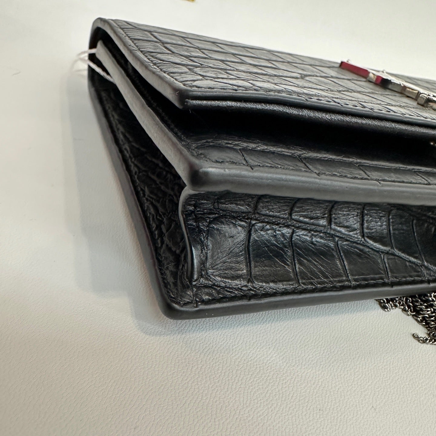 Saint Laurent - Kate Tassel Bag - Calfskin leather with crocodile embossing - Black with Silver-Tone Hardware - (small)