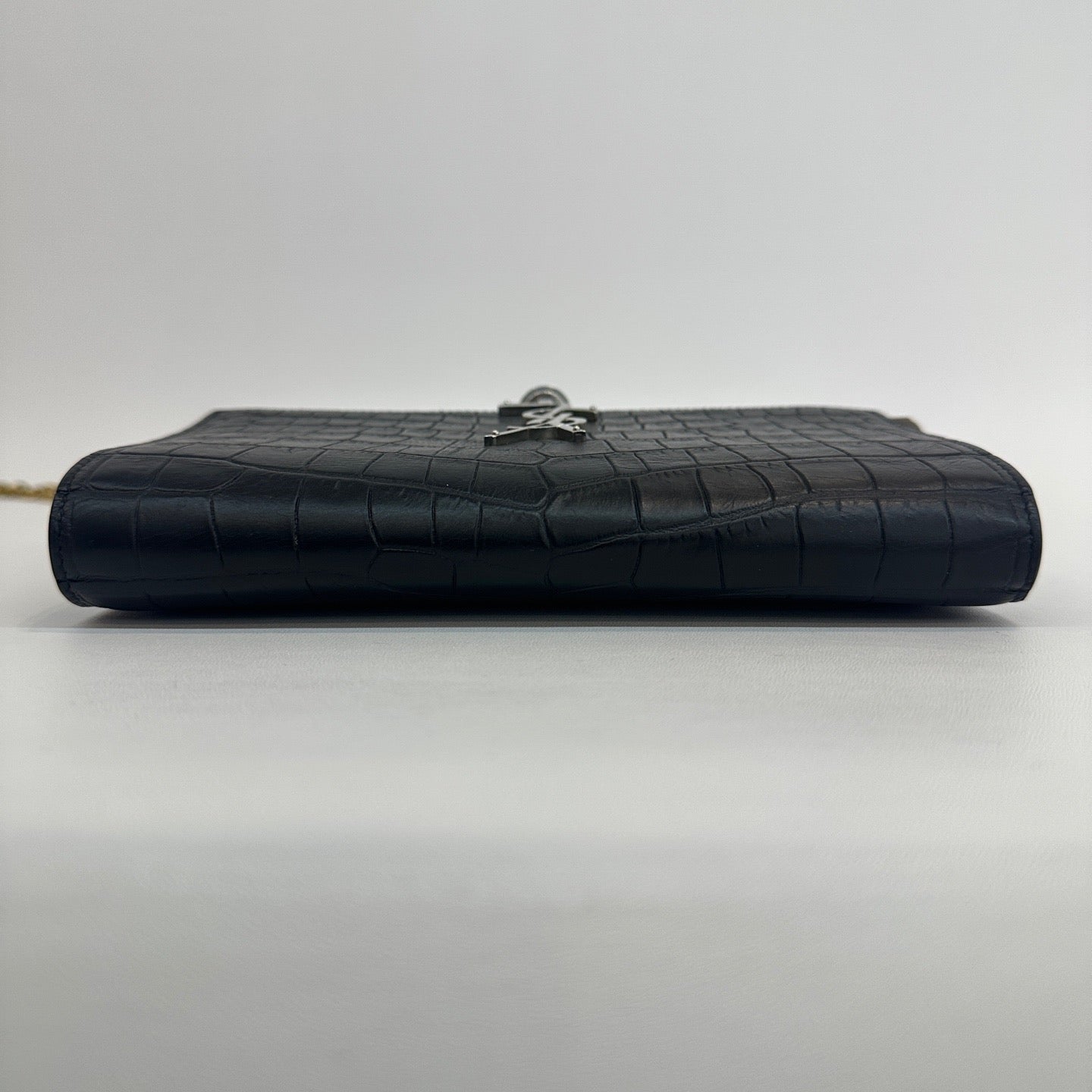 Saint Laurent - Kate Tassel Bag - Calfskin leather with crocodile embossing - Black with Silver-Tone Hardware - (small)