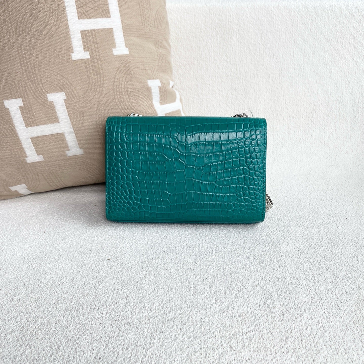 Saint Laurent - Kate Tassel Bag - Crocodile embossed cowhide leather - Lake Green with Silver-Tone Hardware - (small)
