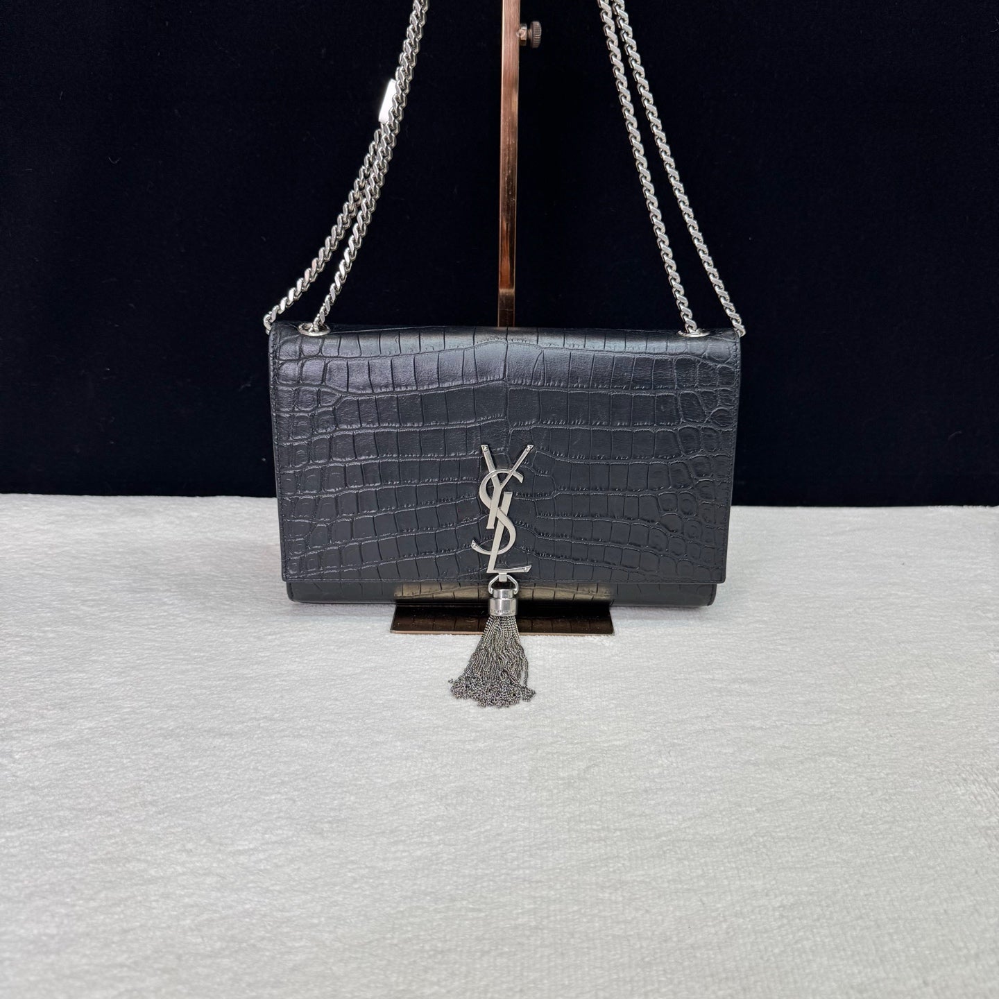 Saint Laurent - Kate Tassel Chain Bag - Calfskin leather - Black with Silver-Tone Hardware - (mini)