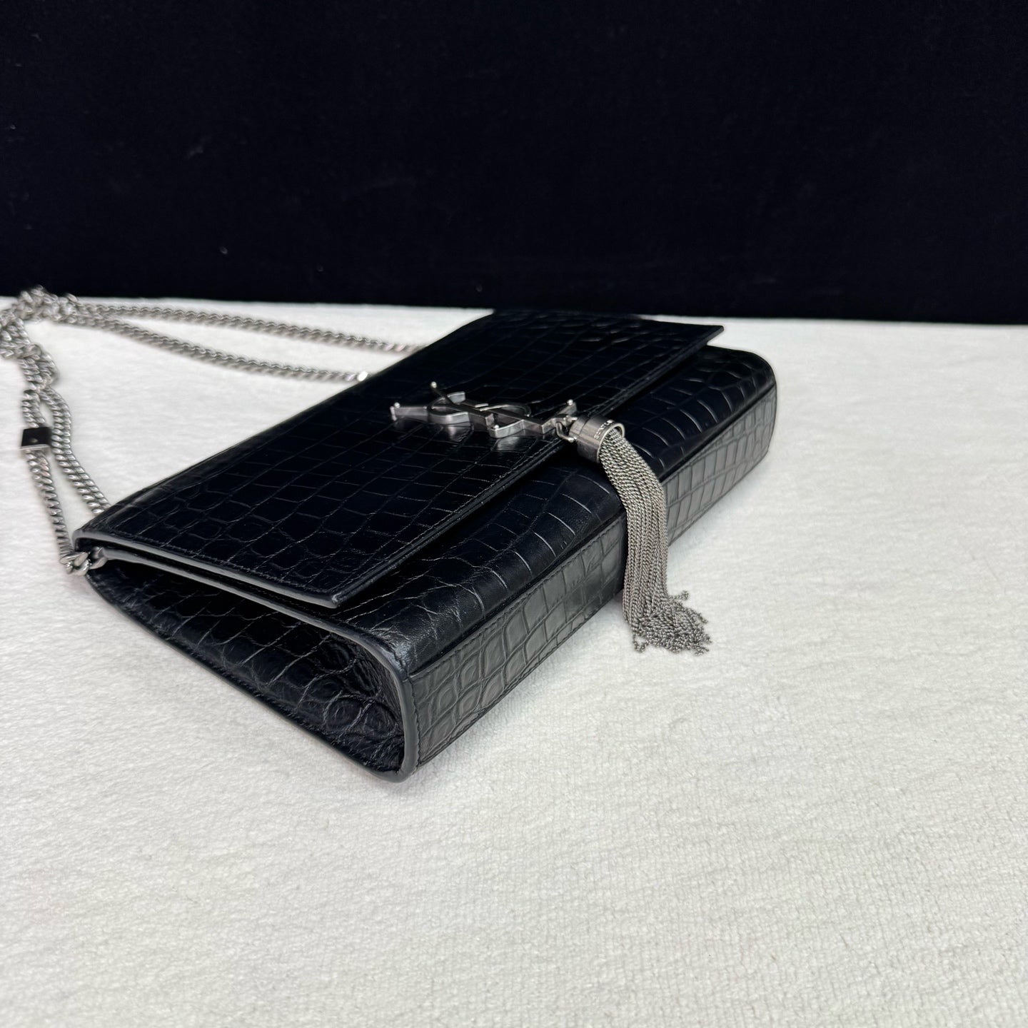 Saint Laurent - Kate Tassel Chain Bag - Calfskin leather - Black with Silver-Tone Hardware - (mini)