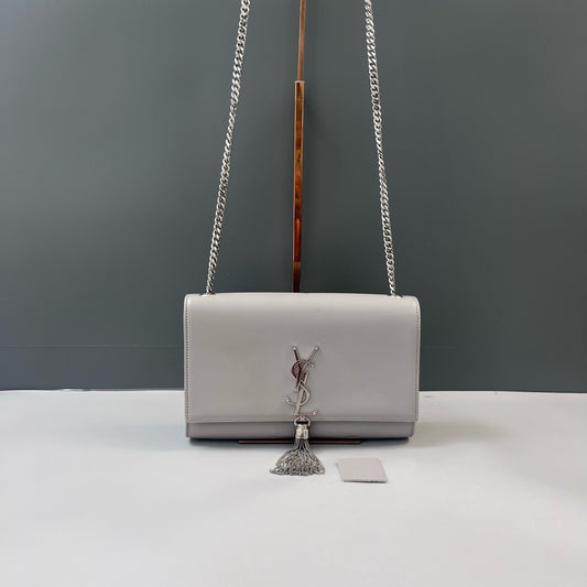 Saint Laurent - Kate Tassel Chain Bag - Calfskin leather - Grey - (medium)