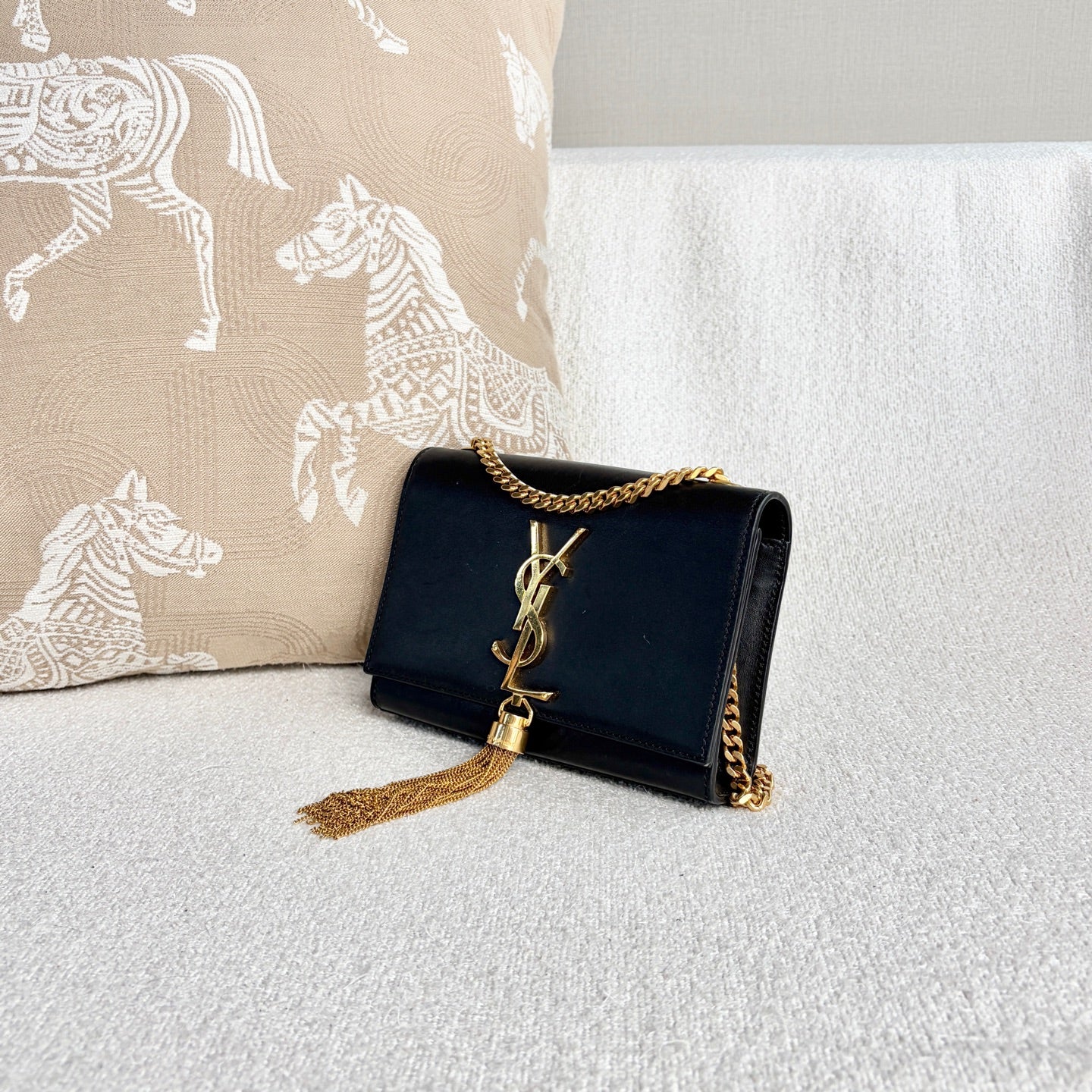 Saint Laurent - Kate Tassel Chain Bag - Leather - Black - (Small)