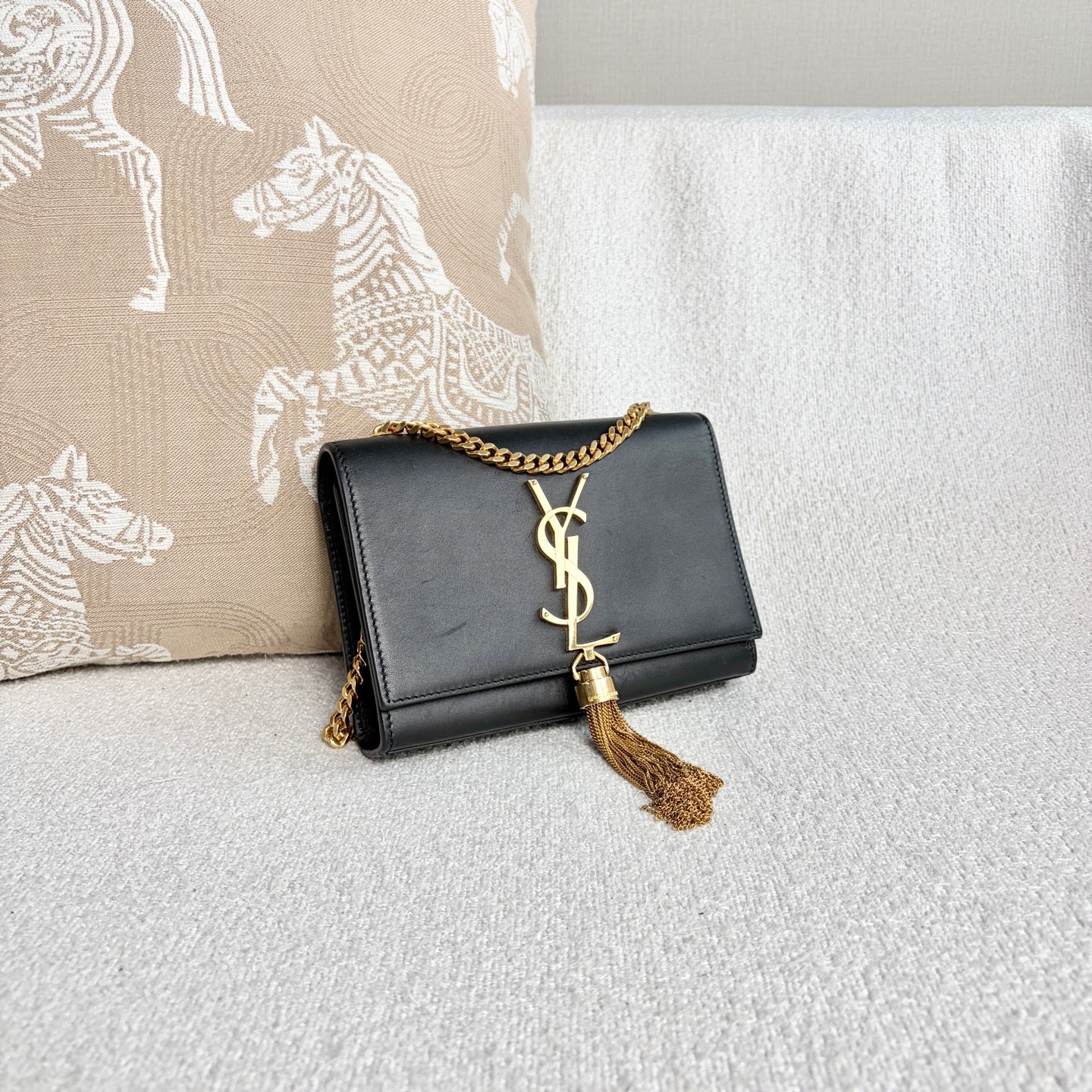 Saint Laurent - Kate Tassel Chain Bag - Leather - Black - (Small)