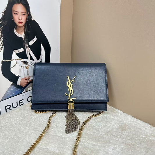 Saint Laurent - Kate Tassel Chain Bag - Leather - Navy - (mini)