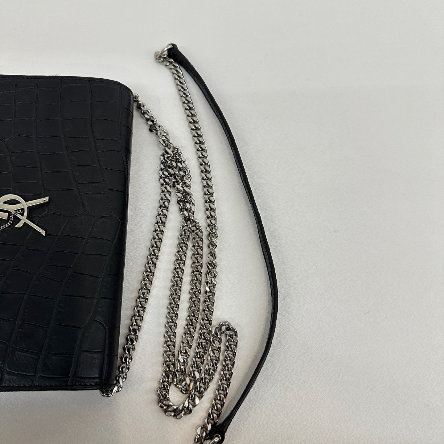 Saint Laurent - Kate Tassel - Crocodile embossed calfskin leather - Black - (Small)