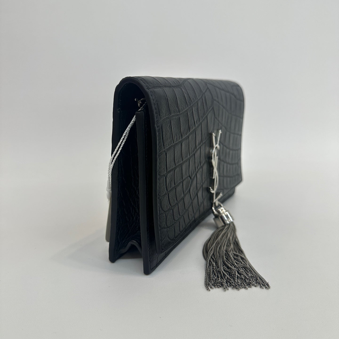 Saint Laurent - Kate Tassel - Crocodile embossed calfskin leather - Black - (Small)